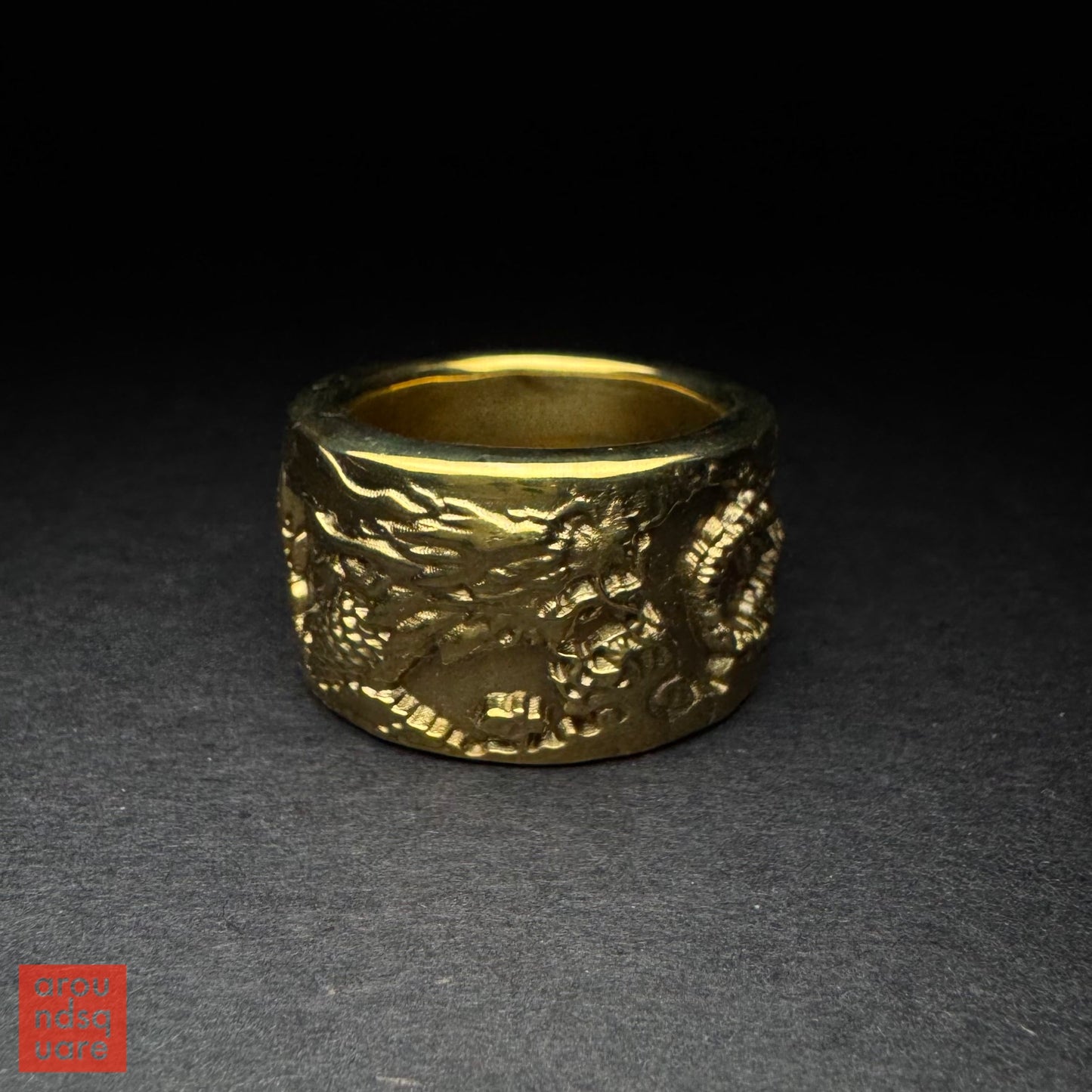 Carved Brass Dragon Banzhi and Accent Bead