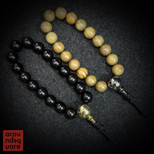 15mm Wooden Mala - Ebony and Green Sandalwood